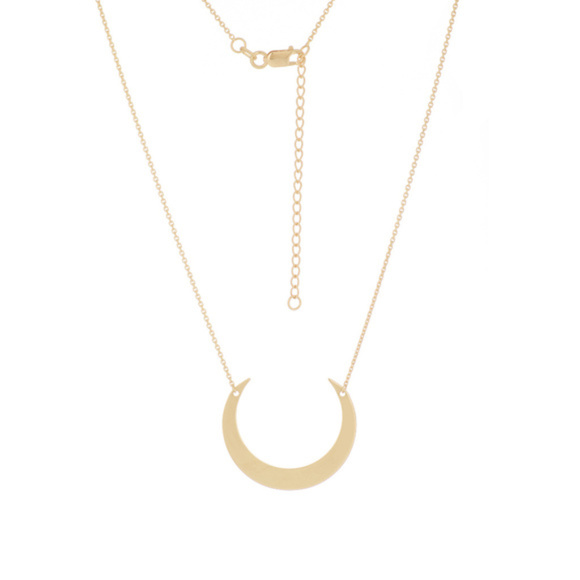 14K Solid yellow Gold Cresent Moon Necklace - Picture 2 of 2